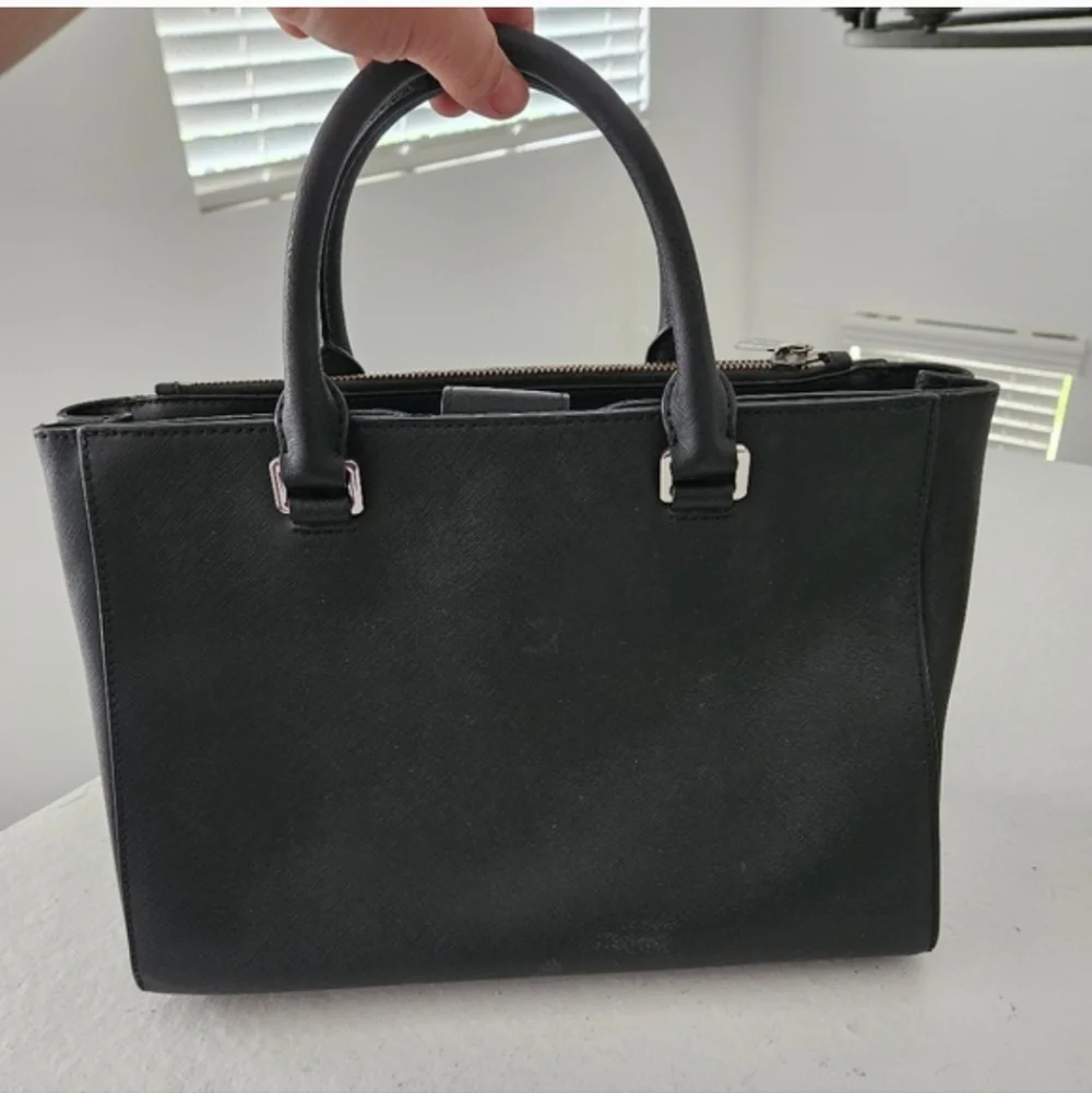 Michael Kors Savannah Black Saffiano Leather Satchel Crossbody Bag